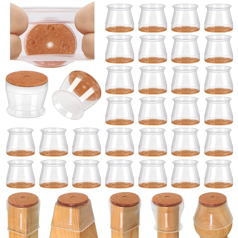 VIUME 32 Pcs Chair Leg Floor Protectors for Hardwood Floors Silicone Covers to Protect Wood Tile Floors Scratches Felt Pads Furniture Leg Caps Reduce Noise (Fit:0.9""-1.29"") - Image 1